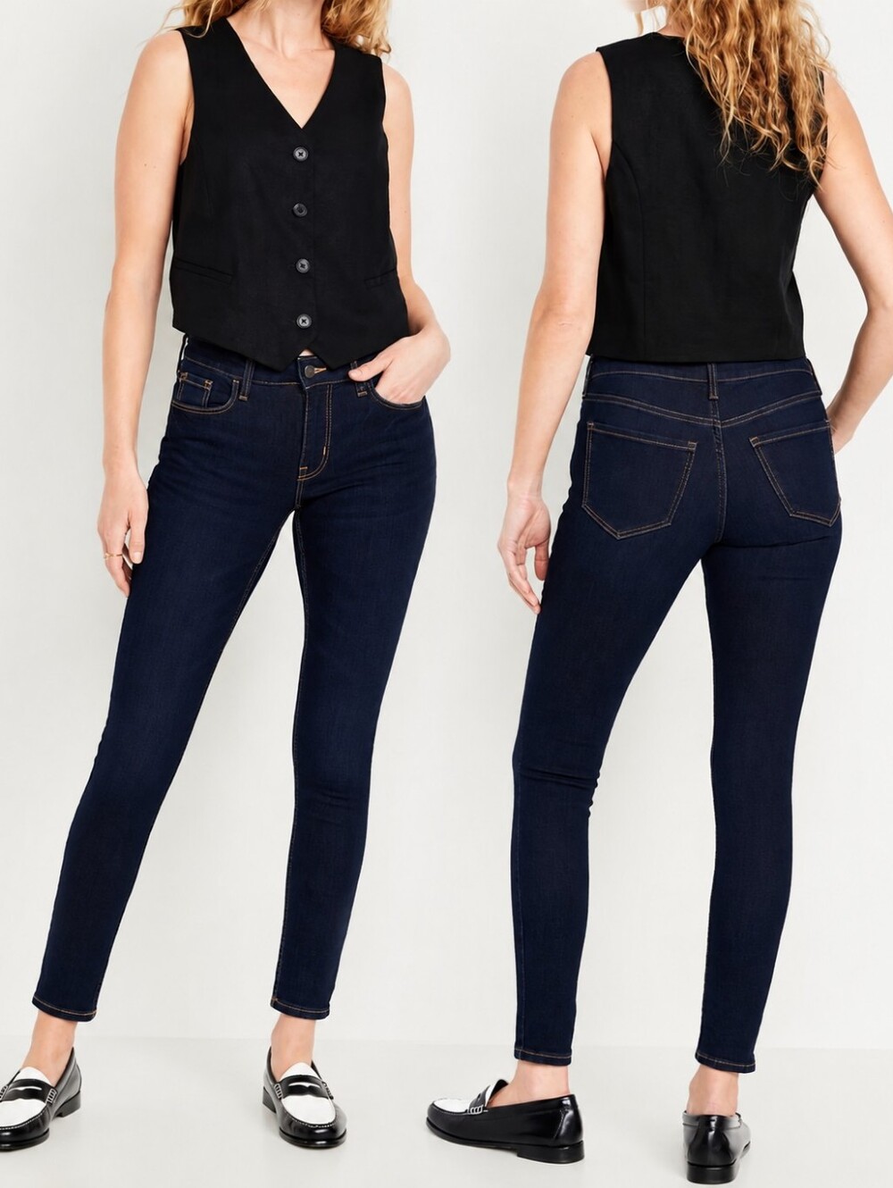 Old Navy Women's Mid-Rise Rockstar Super Skinny Jeans Pants Dark Indigo Size 2